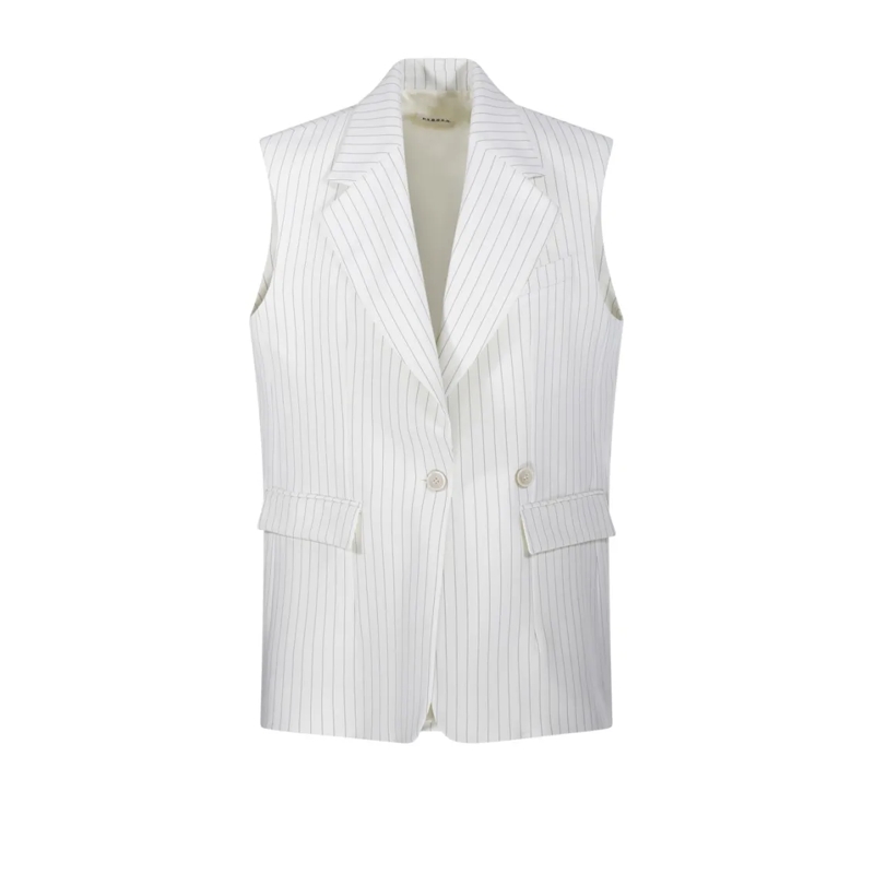 P.A.R.O.S.H. Blazer Sleeveless Double-Breasted Over Jacket White
