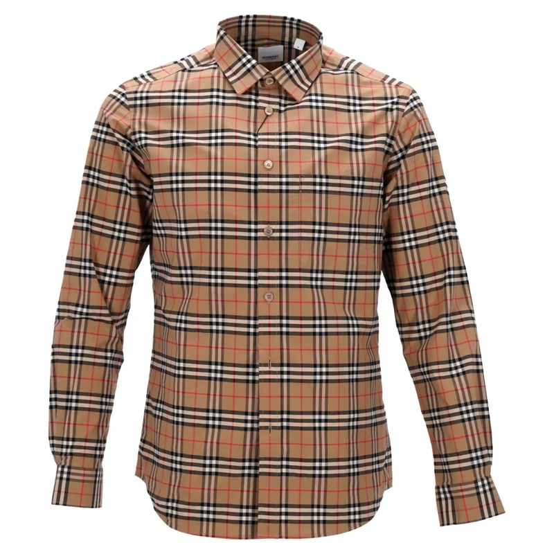 Burberry Overhemd Long-Sleeved Checked Shirt With Classic Collar And Neutrals