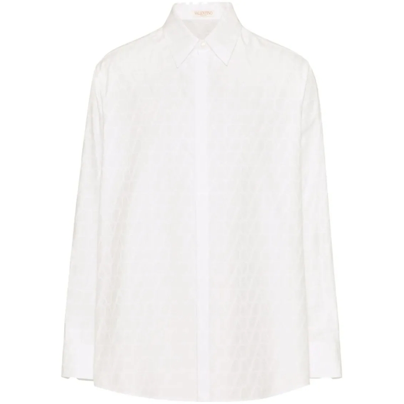 Valentino Garavani Overhemd Vlogo Signature Monogram Cotton Shirt White