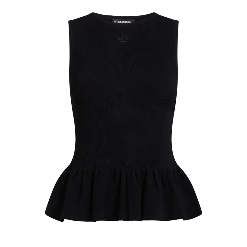 Karl Lagerfeld  ÄRMLOSES STRICKTOP MIT SCHÖSSCHEN schwarz