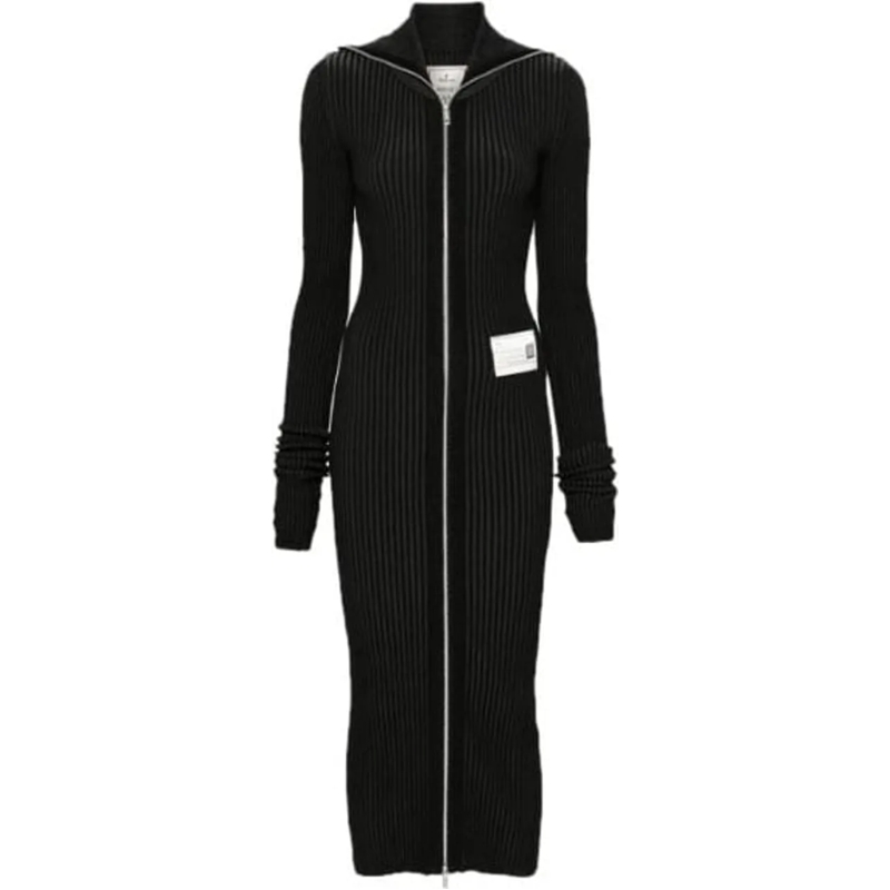 Maison Mihara Yasuhiro Midikleid Rib Dress Black schwarz