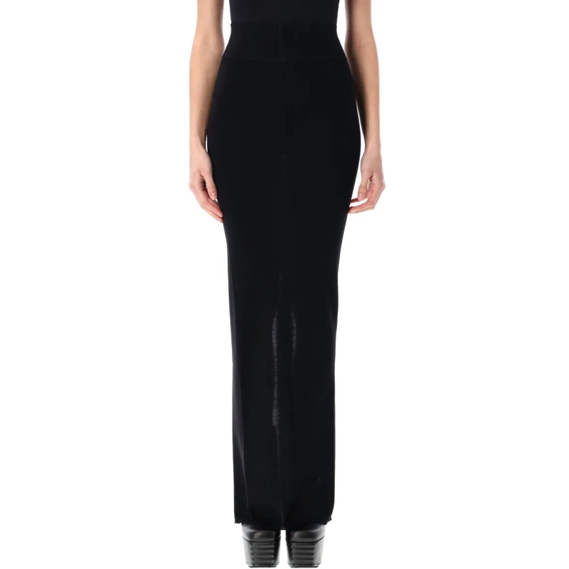 Rick Owens Minirok Long Fitted Pillar Skirt With High Waist Black