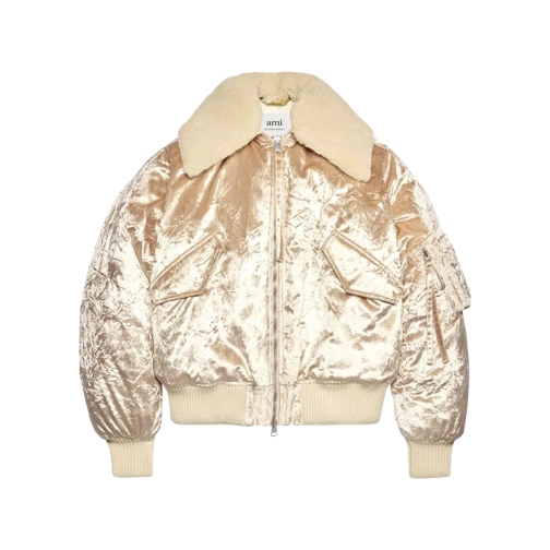 AMI Paris  Lockere Jacke mit Shearling-Kragen CHAMPAGNE CHAMPAGNE