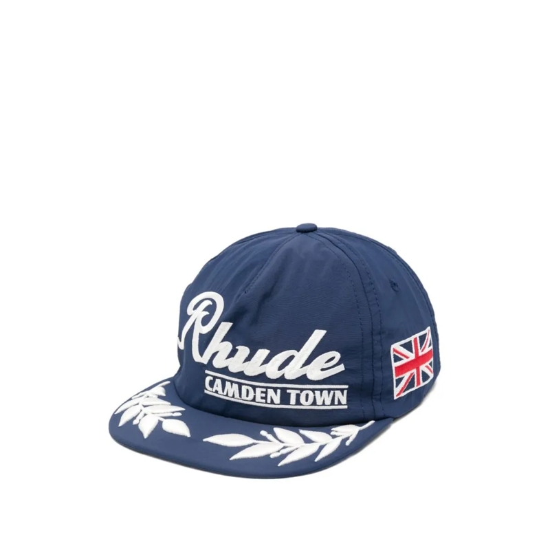 Rhude Hut Navy Blue Flat Peak Hat Grey