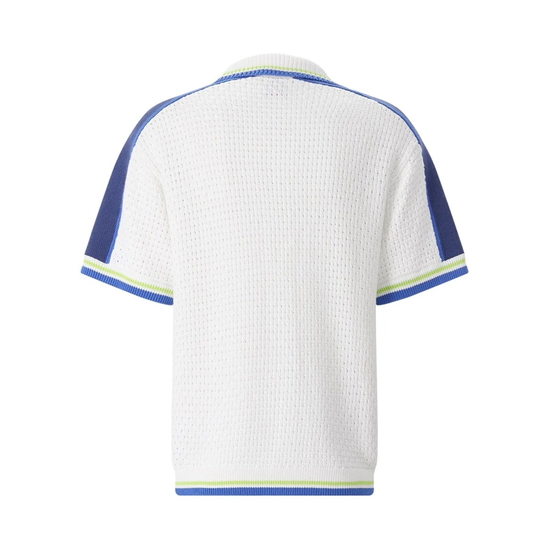Casablanca Hemd Textured Knit Short-Sleeve Shirt With Logo Patch D White(Image 6)