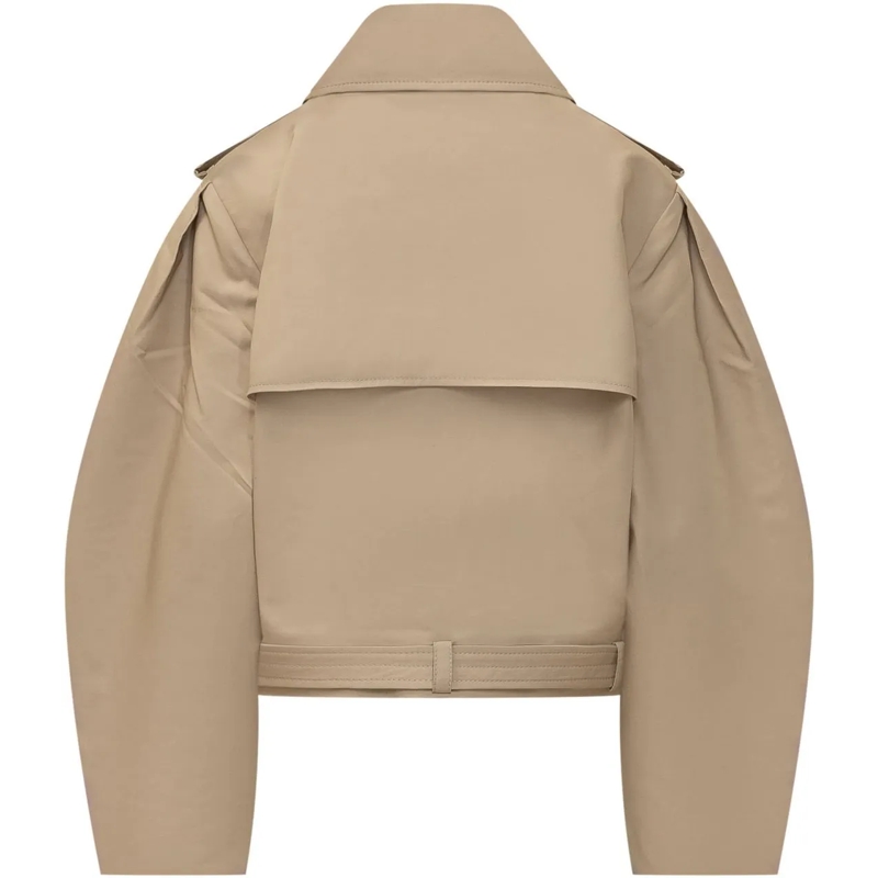 GANNI Trenchcoat Giacca Doppiopetto con Cintura beige(Image 2)