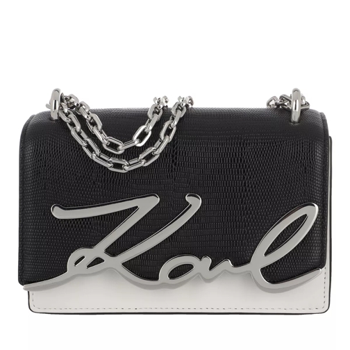 Karl Lagerfeld Signature Small Shoulder Bag Black White Shopping Bag