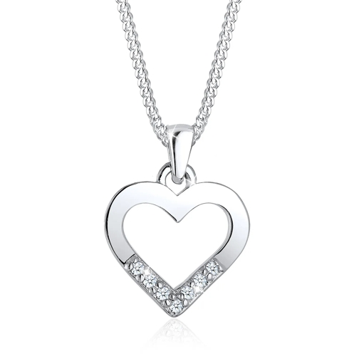 Elli Halskette Herz Liebe Diamant (0.035 ct.) 925 Silbe silber 