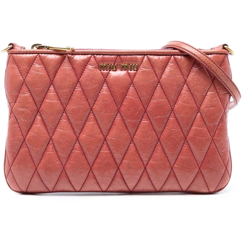 Miu Miu Schultertasche Matelasse Lambskin Crossbody rot