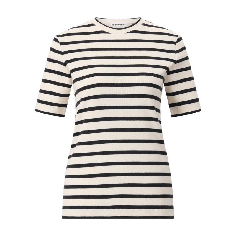 Jil Sander T-shirt Gestreiftes T-Shirt Creme