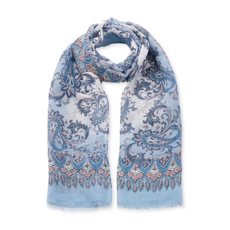 Etro Wollschal Schal mit Paisley-Muster blau