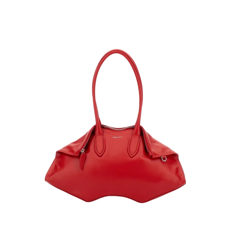 Alexander McQueen Sac à bandoulière Sculptural Red Leather Manta Shoulder Bag Red