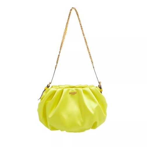 Moschino Strass Mini Lettering Shoulder Bag Fantasy Print Yellow Pochette-väska