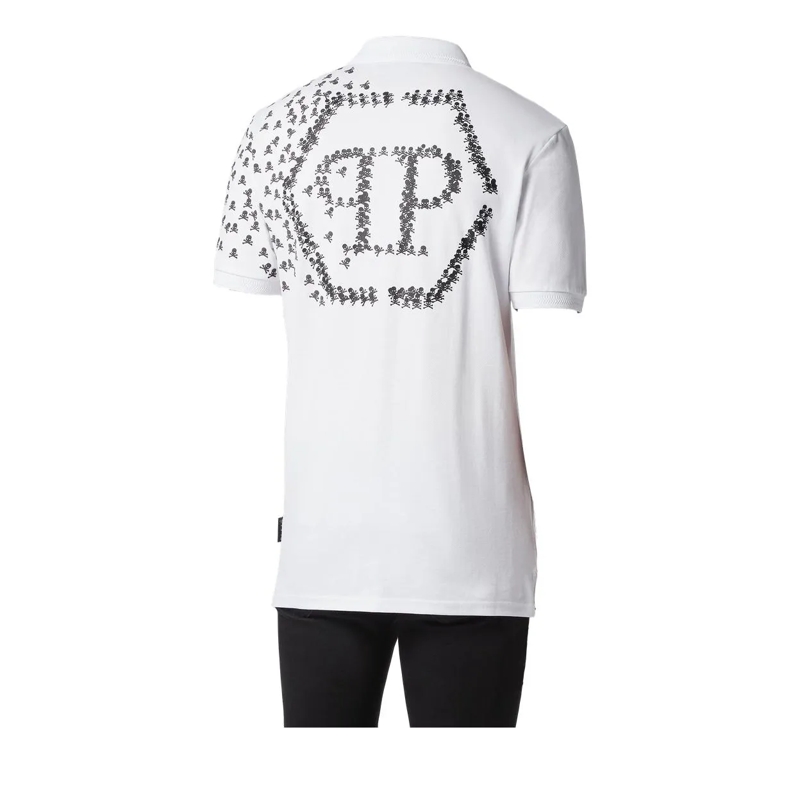Philipp Plein Poloshirt Poloshirt Skull&Bones weiss