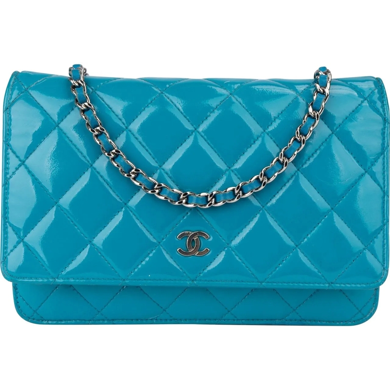 Chanel Tote Chanel Quilted Patent Leather Wallet On Chain Cros blau