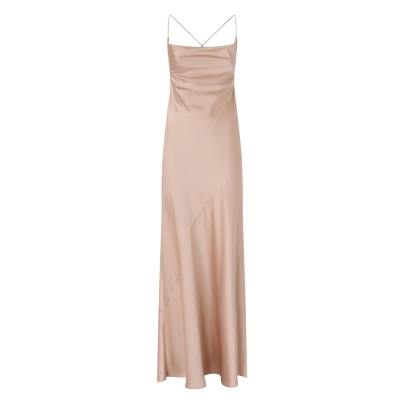 Pinko  Satin-Like Midi Dress With Crisscross Back Pink
