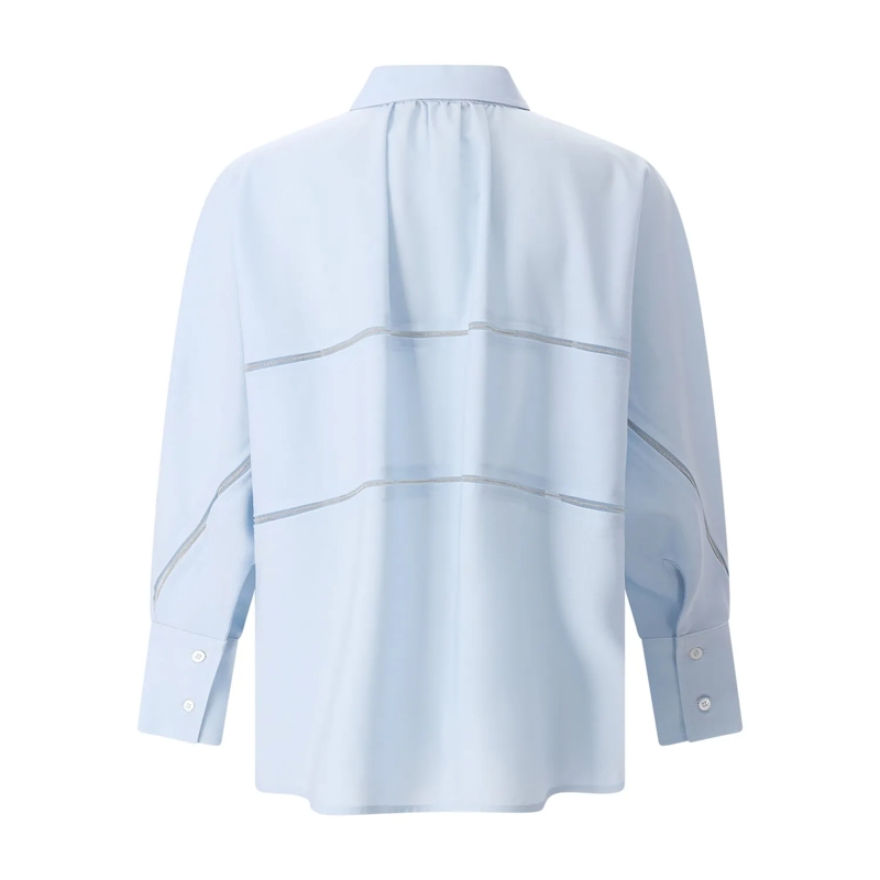 Fabiana Filippi Chemisier Bluse mit Schmuckdetails blau(Image 3)