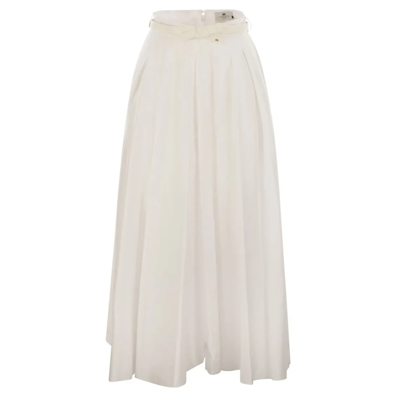 Elisabetta Franchi Jupe midi Flowing Satin Skirt White