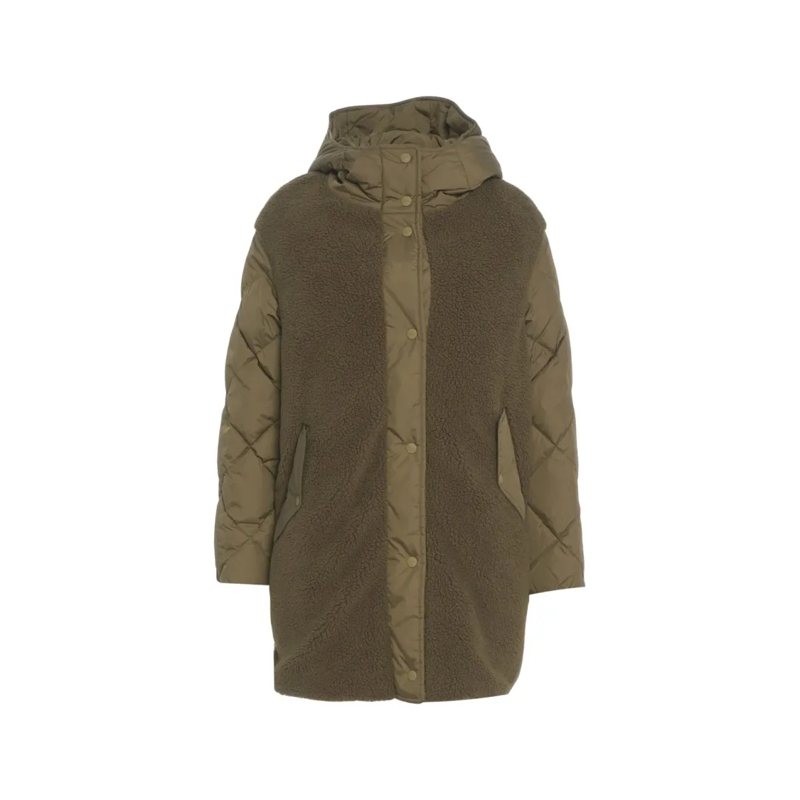 Herno  Down Jacket With Faux Fur Insert Green