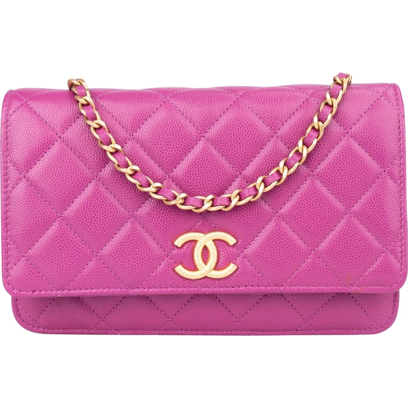 Chanel Sac à bandoulière Chanel Pink Quilted Caviar Leather Wallet On Chain rose