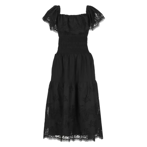 Self Portrait Cotton Midi Dress Black 