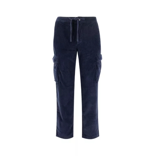 Mc2 Saint Barth Blue Stretch Cotton Velvet Trousers Blue Pantaloni casual