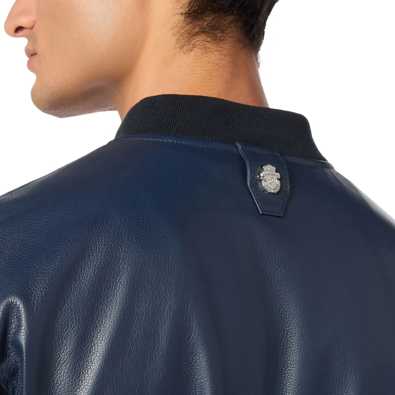 BILLIONAIRE Lederjacke Leder-Bomber dunkel-blau(Image 5)