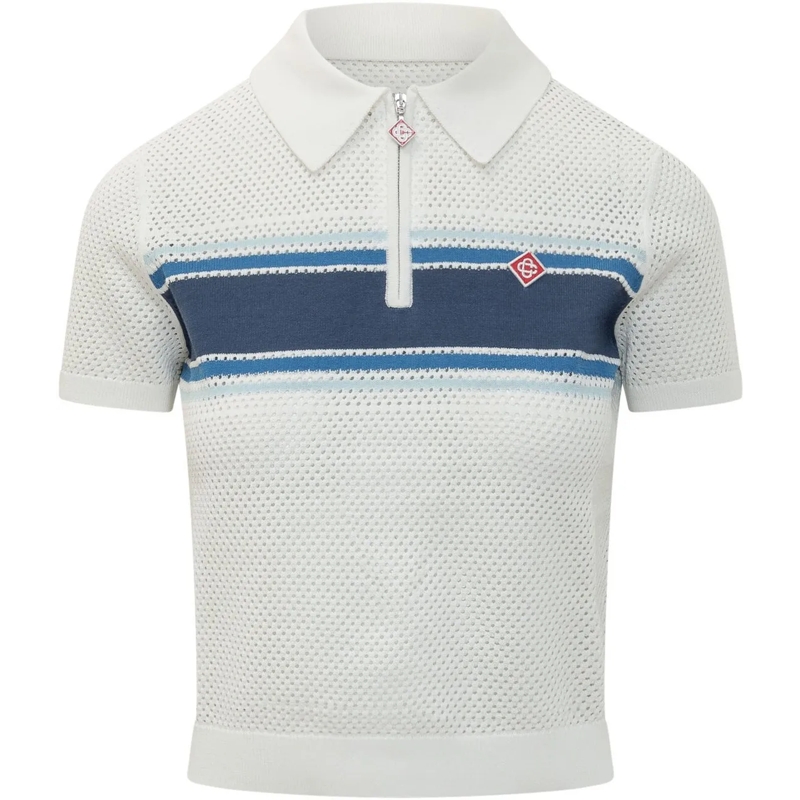 Casablanca Polo Top in Rete con Riga Frontale weiß