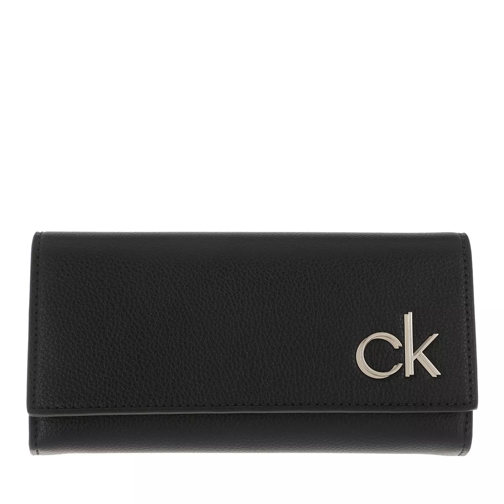 Calvin Klein Large Trifold Wallet Black Tri-Fold Portemonnee