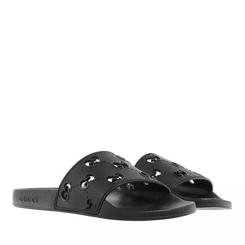 Gucci GG Rubber Slide Sandal Black Slip-in skor
