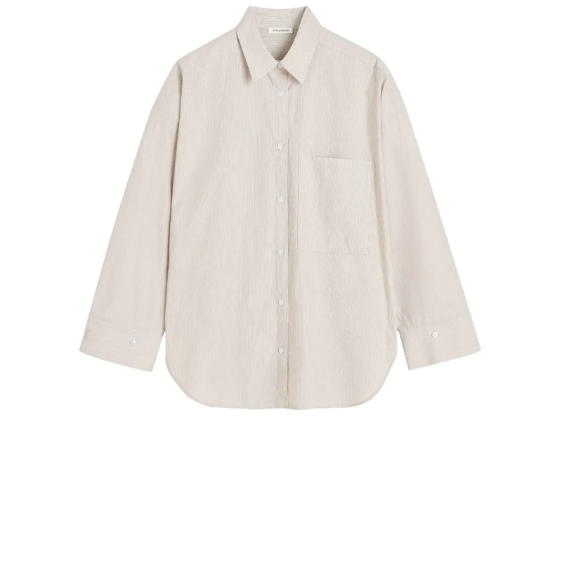 By Malene Birger Overhemd Oversized Beige Shirt With Classic Collar White