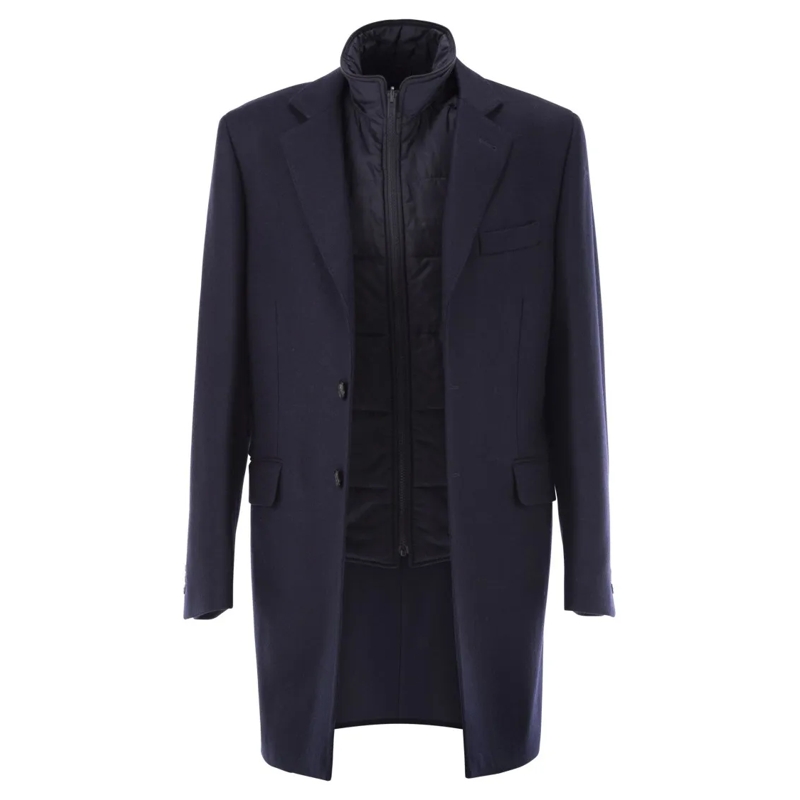 Fay  Double Coat With Removable Inner Waistcoat Black