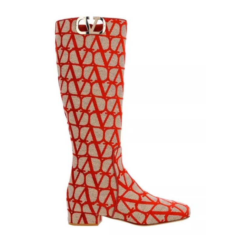 Valentino Garavani Regenstiefel Canvas Logo Boots Red