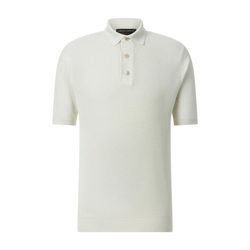 FILIPPO DE LAURENTIIS Poloshirt Poloshirt aus Crêpe-Baumwolle weiß(Image 3)