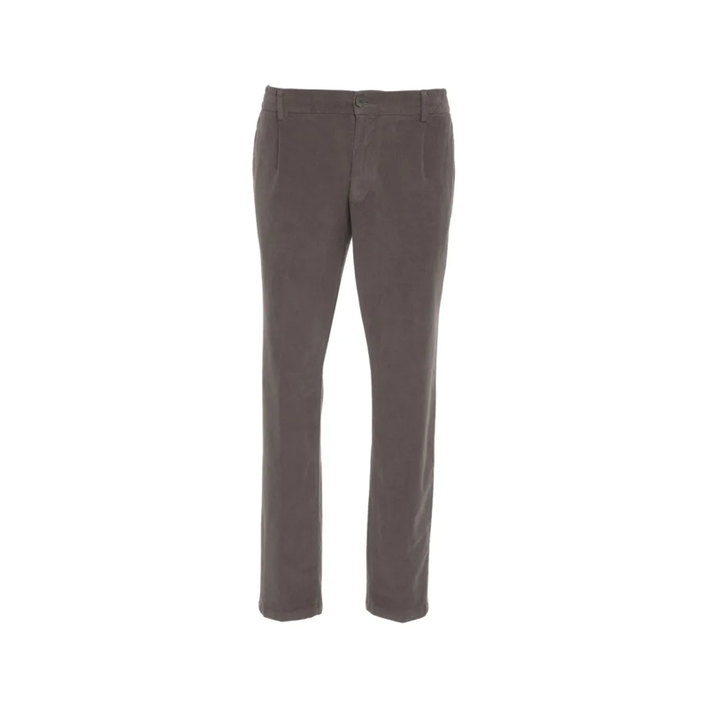 Cruna Chino Brown Fine Ribbed Chino Pants With Concealed Closu Grey