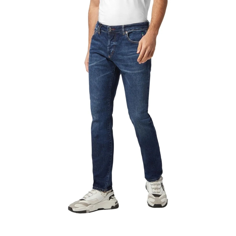 Philipp Plein Jeans mit geradem Bein Das Basismodell der 5-Pocket-Jeans zeichnet sich d dunkel-blau(Image 2)