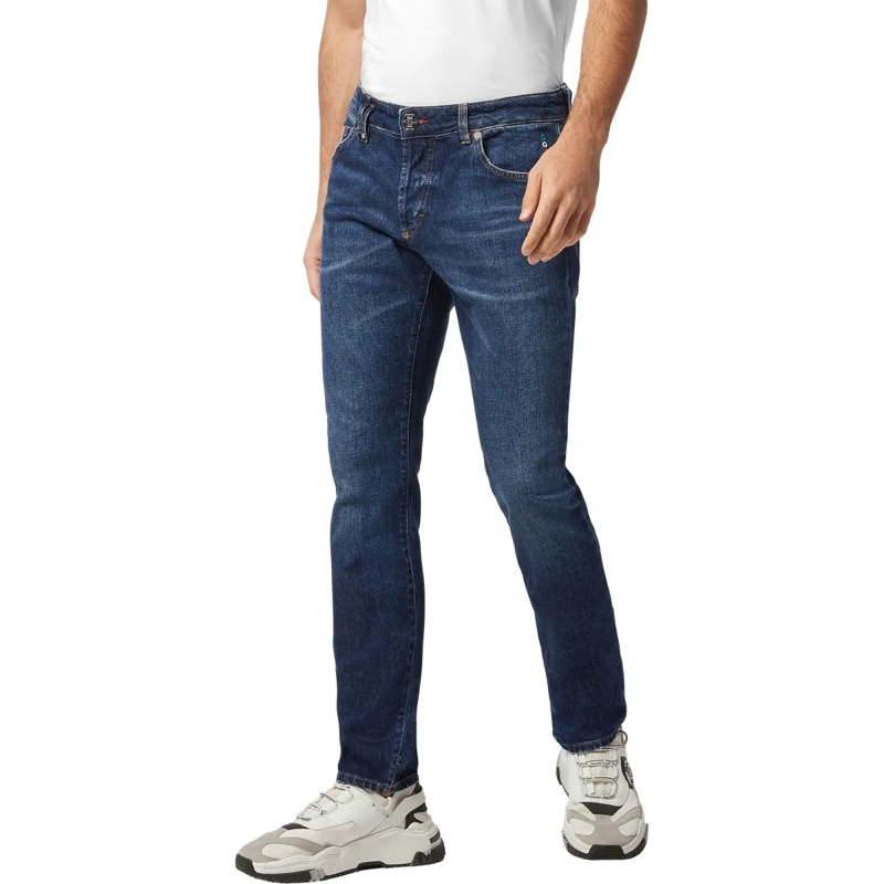 Philipp Plein Jeans mit geradem Bein Das Basismodell der 5-Pocket-Jeans zeichnet sich d dunkel-blau(Image 3)