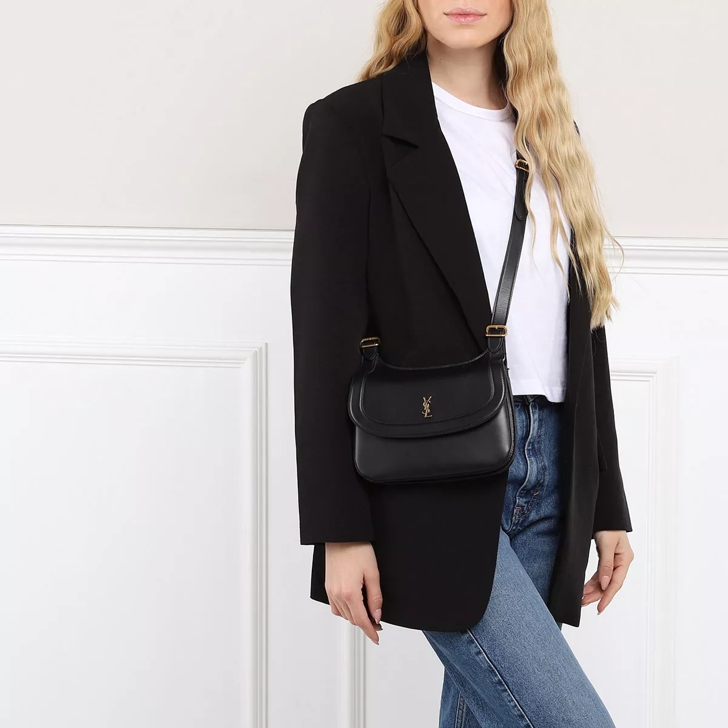 Saint Laurent Leather Medium Charlie Crossbody Bag Black