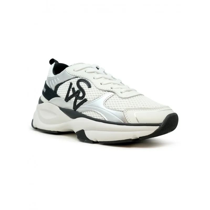 Stuart Weitzman Low-Top-Sneaker Sh318 Black And White Calf Leather Sw Trainer White