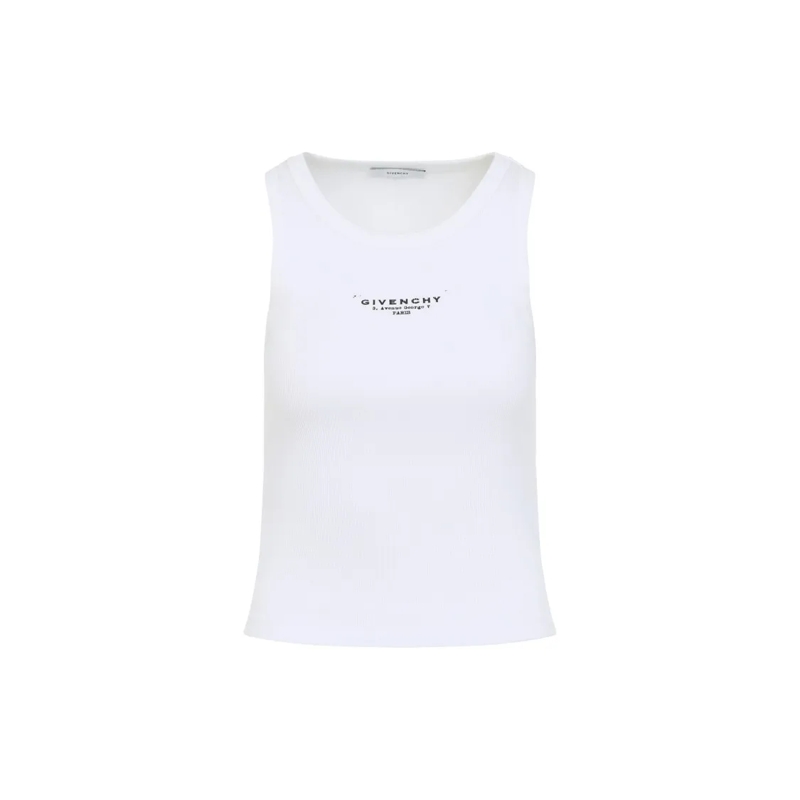 Givenchy Blouse Sleeveless Cotton Blend Top With Logo White