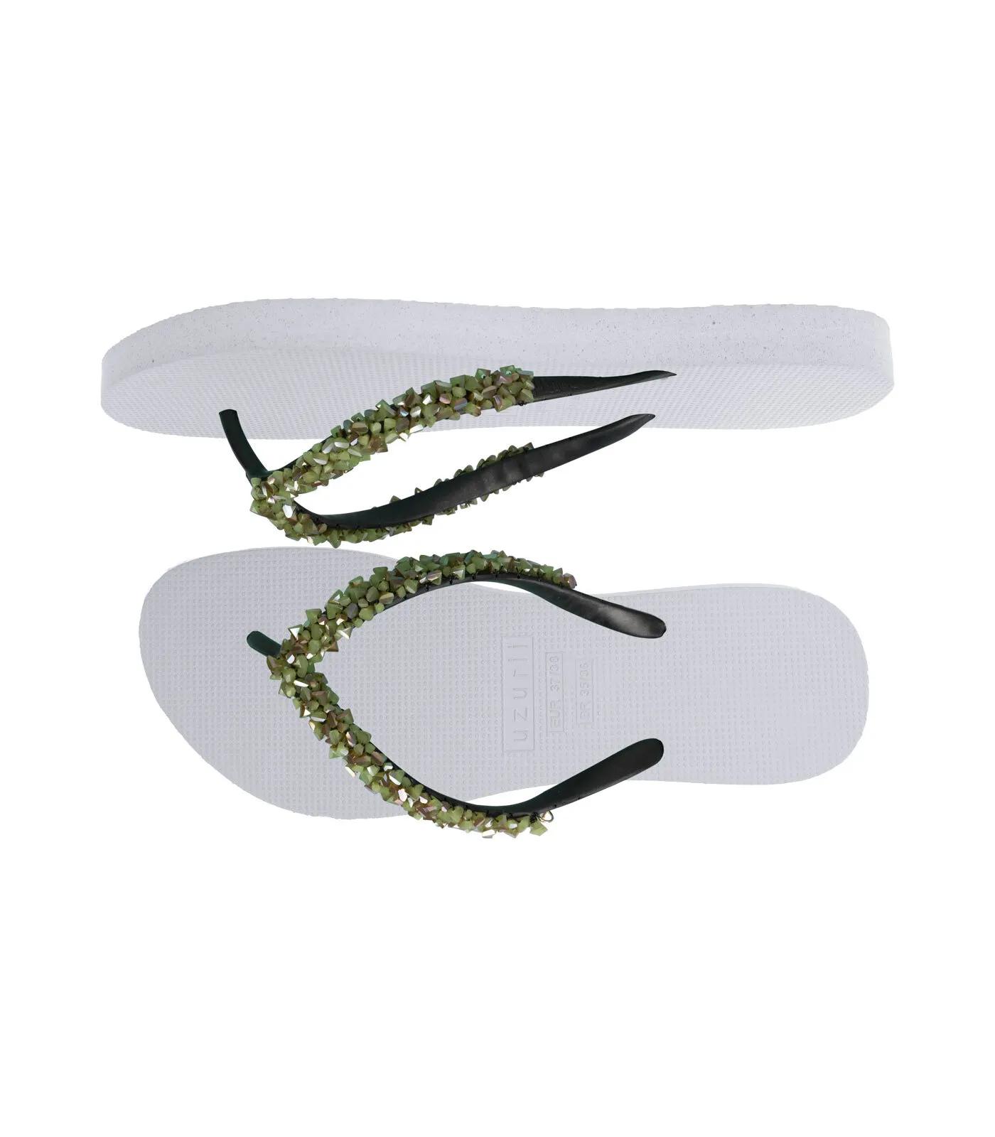 Thumbnail - UZURII Slipper & Pantoletten - Zehentrenner Classic Aby Army Green - Gr. 35,5 (EU) - in Weiß - für Damen