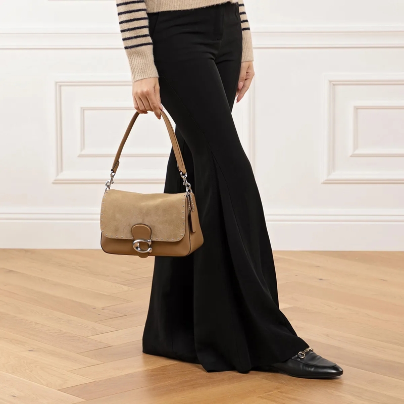 Coach Crossbody Bag Mixed Leather Suede Soft Peanut(Image 3)