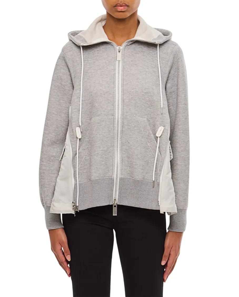 Sacai - Sponge Sweat X Nylon Twill Hoodie - Größe 2 - grau