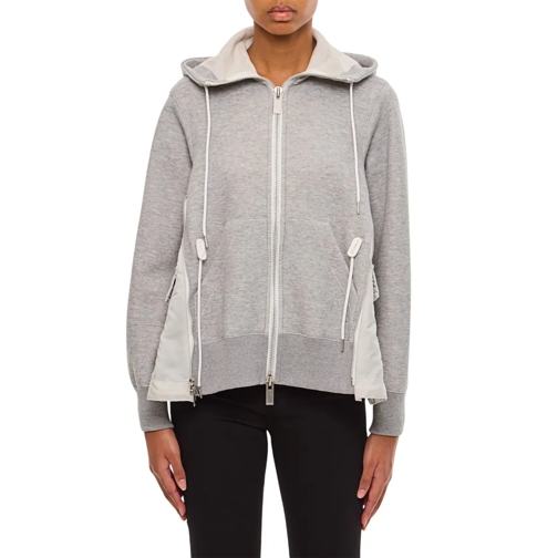 Sacai Sponge Sweat X Nylon Twill Hoodie Grey Shirts