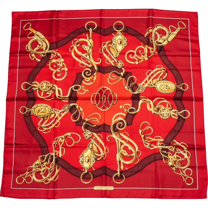 Hermès Wollschal Hermes Classic "Lift Profile" Silk Carre 90 Scarf  rot