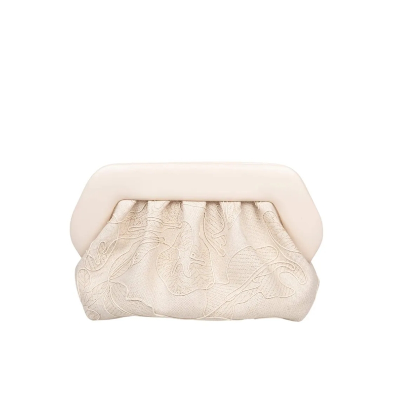 Themoirè Clutch Embroidered Canvas Handbag With Magnetic Closure A Neutrals