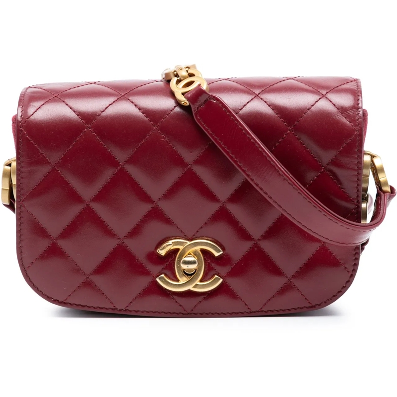 Chanel Schultertasche Mini Shiny Calfskin My Sweet CC Flap rot