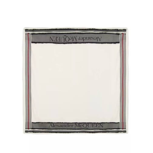 Alexander McQueen Herringbone Logo Scarf - Wool - Ivory Neutrals 