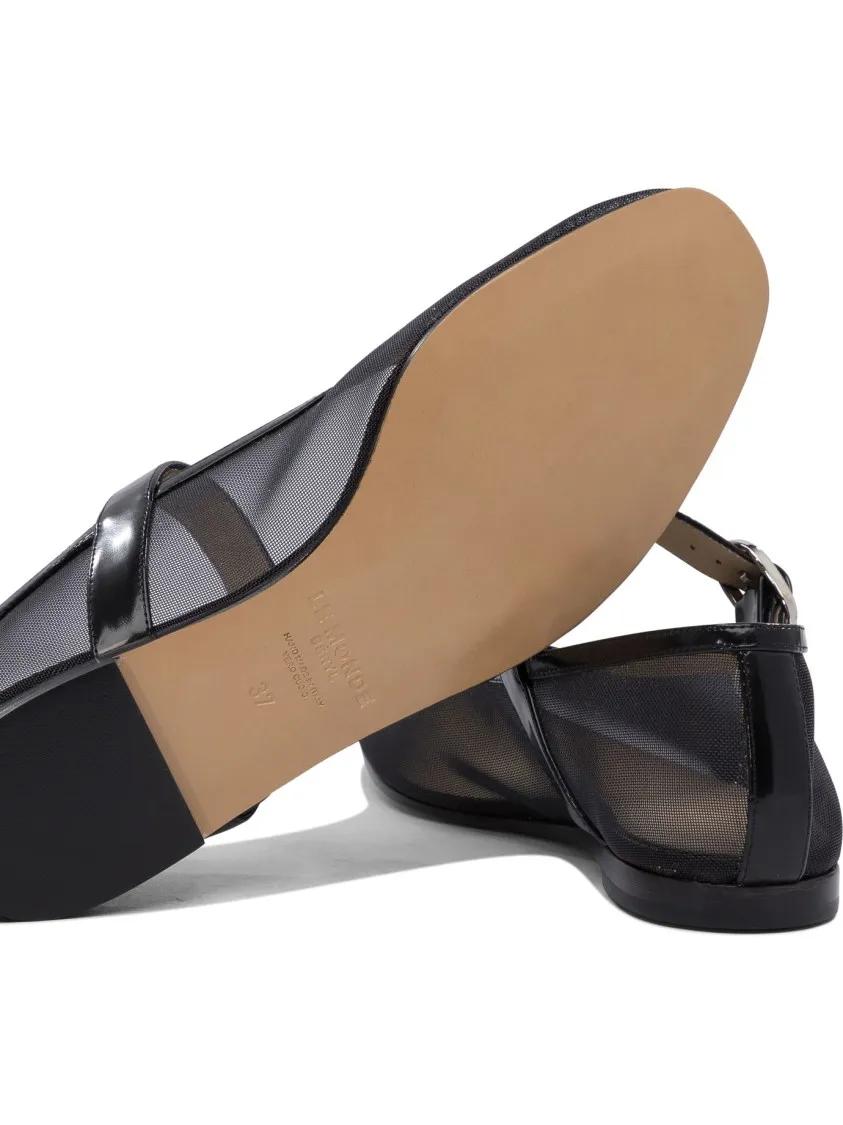 Thumbnail - Pointed Toe Ballerinas With Semi-Transparent Mesh - Gr. 38 (EU) - in Schwarz