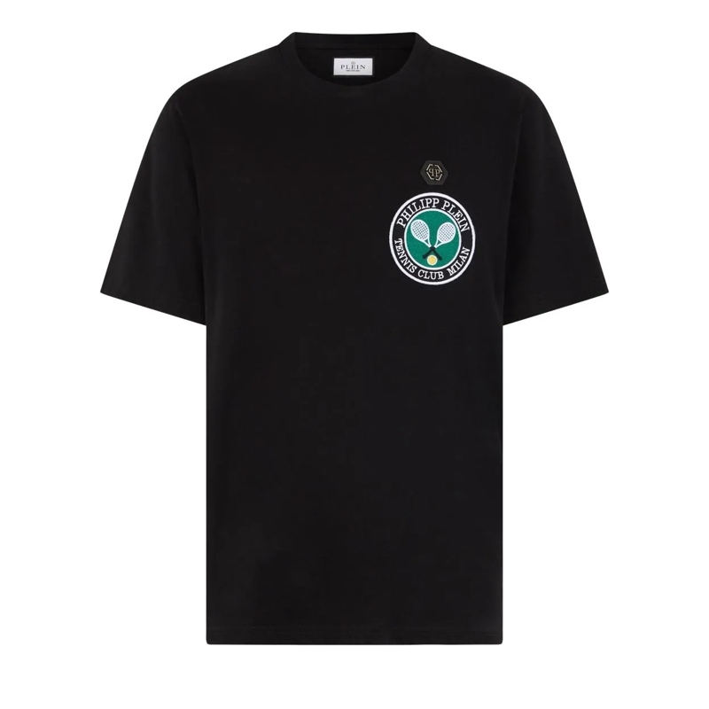 Philipp Plein T-Shirt Round Neck T-Shirt Patch Tennis schwarz